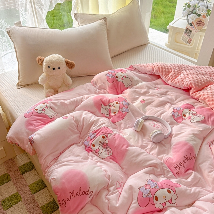 91家纺网 家纺一手货源 找家纺 （总）希诺家居 2025新款正版授权三丽鸥秋冬针织棉豆豆被儿童被被子被芯