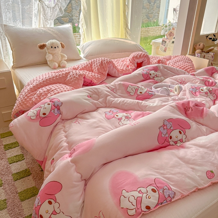 91家纺网 家纺一手货源 找家纺 （总）希诺家居 2025新款正版授权三丽鸥秋冬针织棉豆豆被儿童被被子被芯