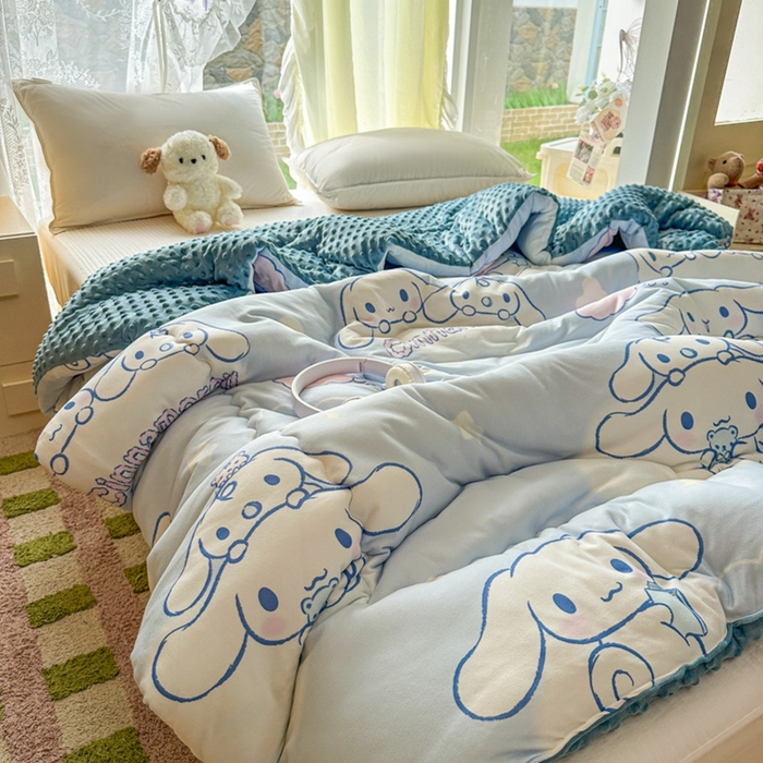 91家纺网 家纺一手货源 找家纺 希诺家居 2025新款正版授权三丽鸥秋冬针织棉豆豆被儿童被被子被芯 云朵大耳狗