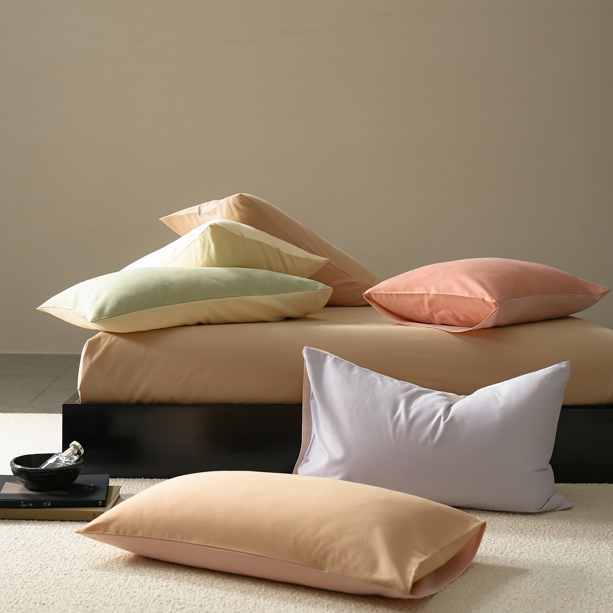 91家纺网 家纺一手货源 找家纺 禾时 2025新款A类全棉贡缎磨毛纯色四件套（礼盒包装）-风格1 ---组合---