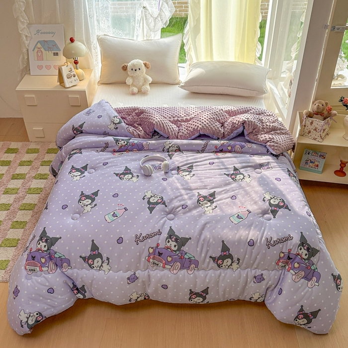 希诺家居 2025新款正版授权三丽鸥秋冬针织棉豆豆被儿童被被子被芯 汽车库洛米