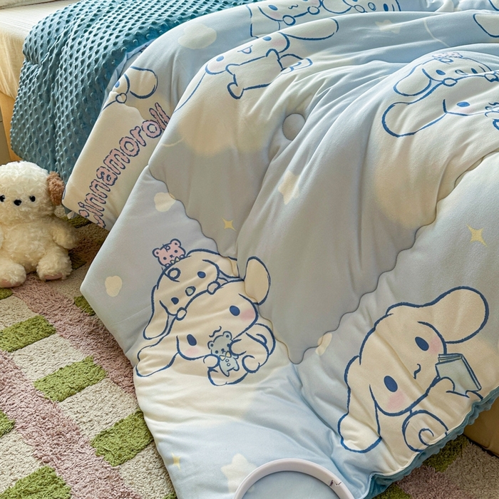 91家纺网 家纺一手货源 找家纺 希诺家居 2025新款正版授权三丽鸥秋冬针织棉豆豆被儿童被被子被芯 云朵大耳狗