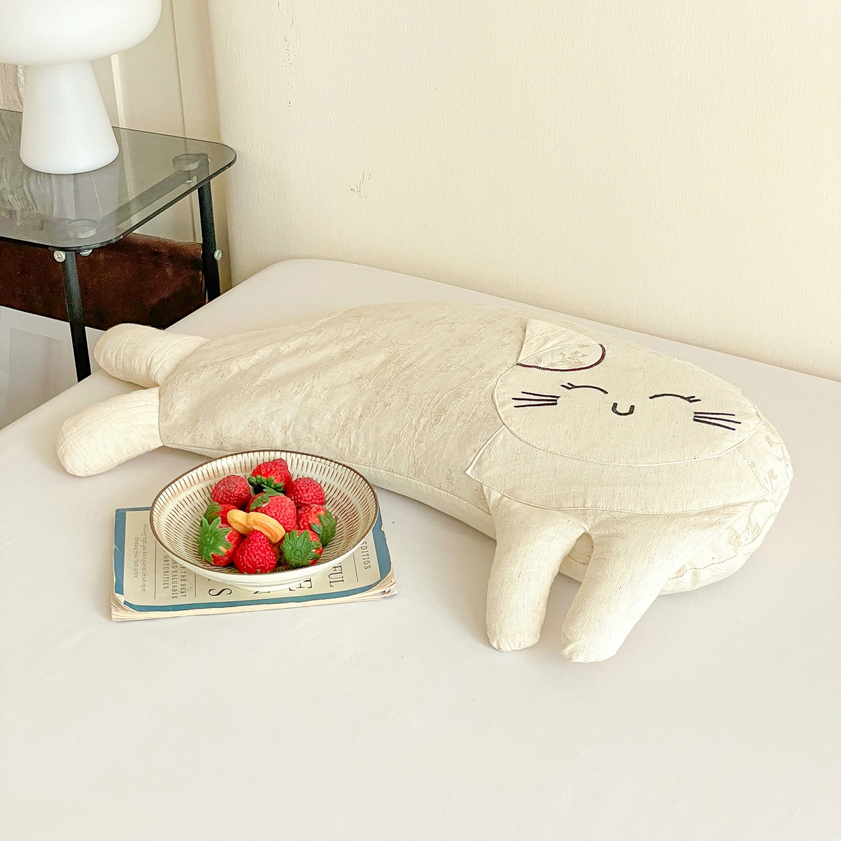 亦帆枕芯 2025秋冬新款棉麻可爱猫荞麦枕可拆洗枕芯加枕套 棉麻可爱猫-米色树枝