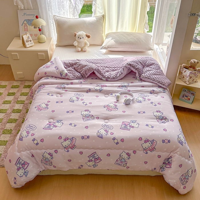 希诺家居 2025新款正版授权三丽鸥秋冬针织棉豆豆被儿童被被子被芯 紫色kt