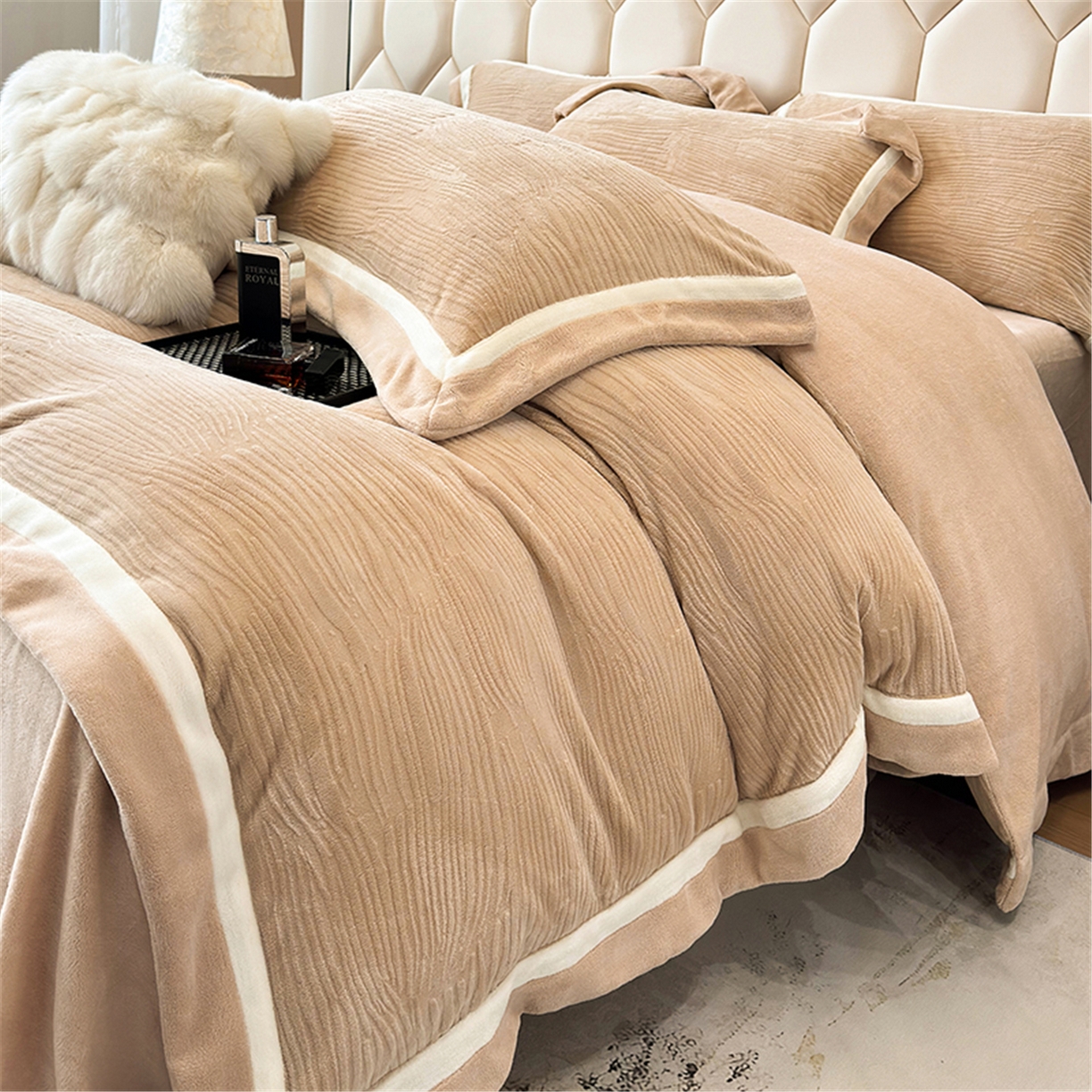 91家纺网 家纺一手货源 找家纺 （总）家居1号家纺 2025新款230克全消光瑞丽牛奶绒烂花四件套（控价标准258加大278 会员优惠10元）