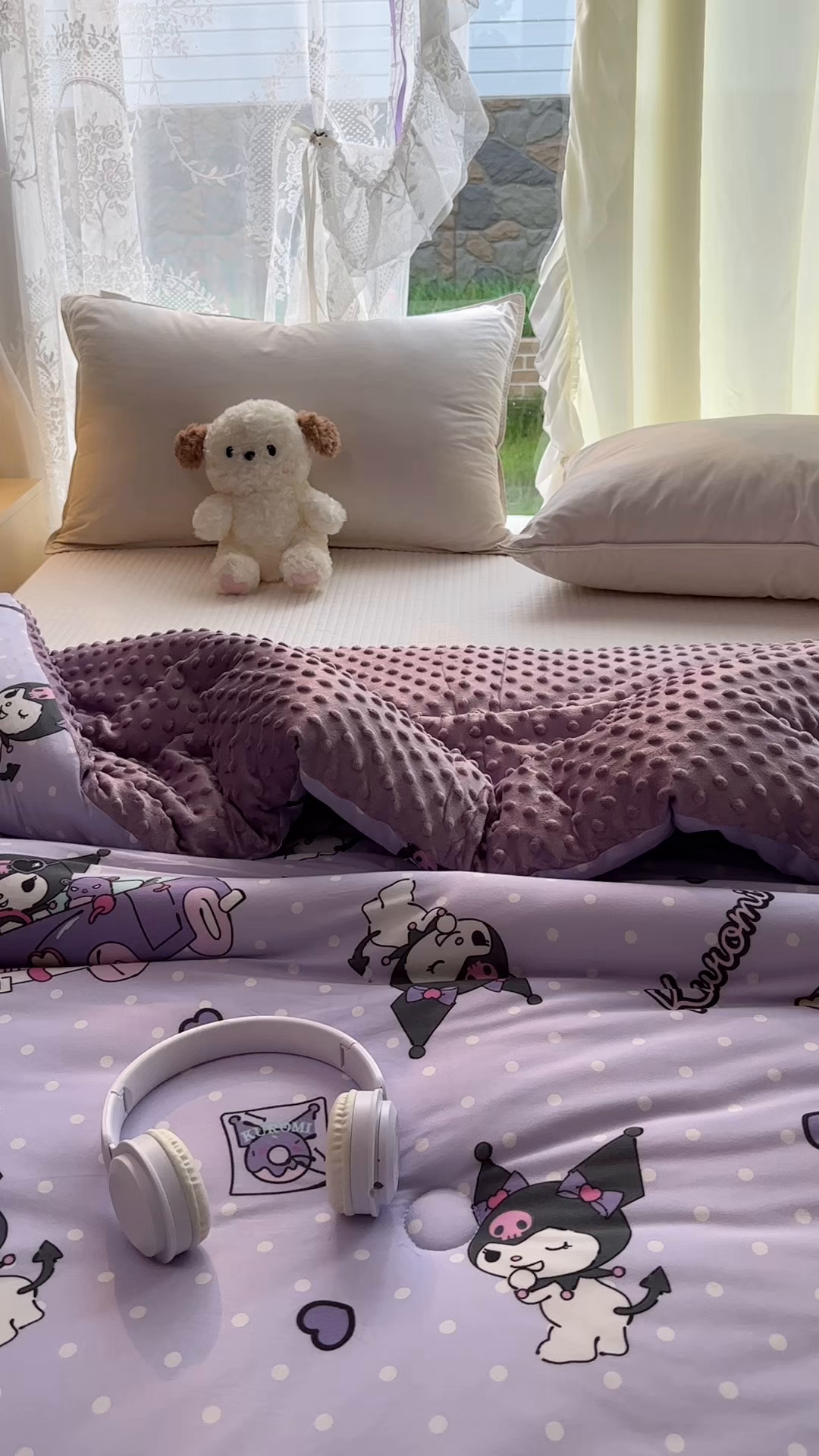 91家纺网 家纺一手货源 找家纺 希诺家居 2025新款正版授权三丽鸥秋冬针织棉豆豆被儿童被被子被芯 汽车库洛米