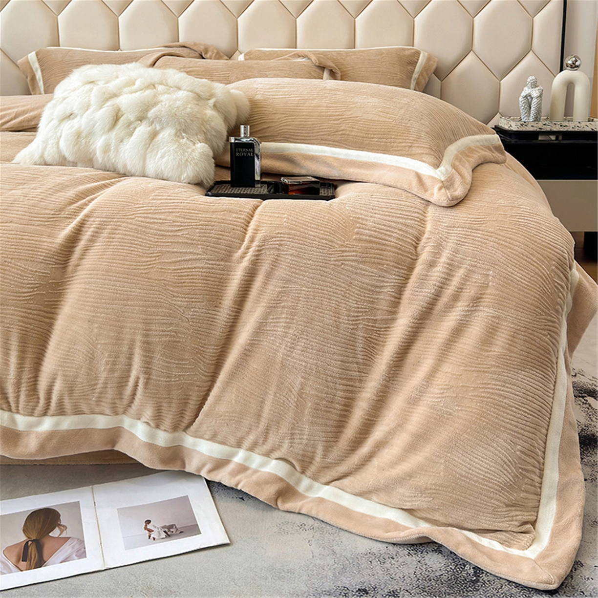 91家纺网 家纺一手货源 找家纺 （总）家居1号家纺 2025新款230克全消光瑞丽牛奶绒烂花四件套（控价标准258加大278 会员优惠10元）