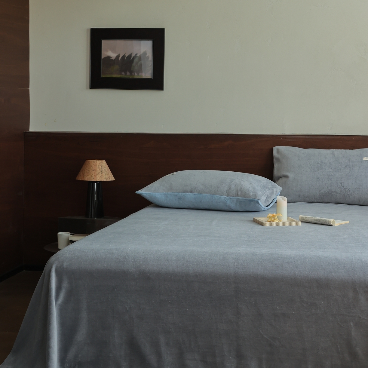 91家纺网 家纺一手货源 找家纺 （总）时光里 2025新款230克纯色简约双拼牛奶绒四件套单品床单