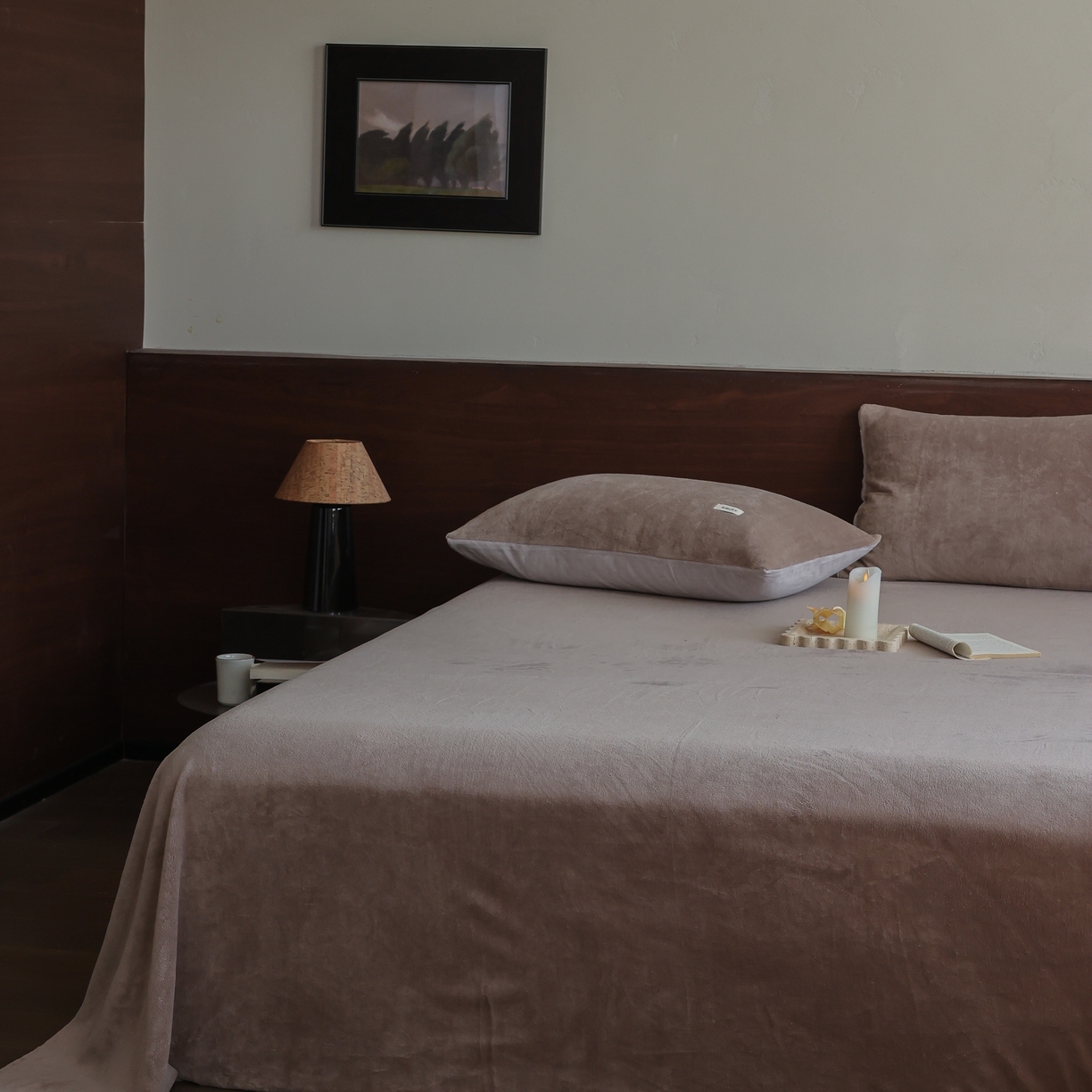 91家纺网 家纺一手货源 找家纺 （总）时光里 2025新款230克纯色简约双拼牛奶绒四件套单品床单