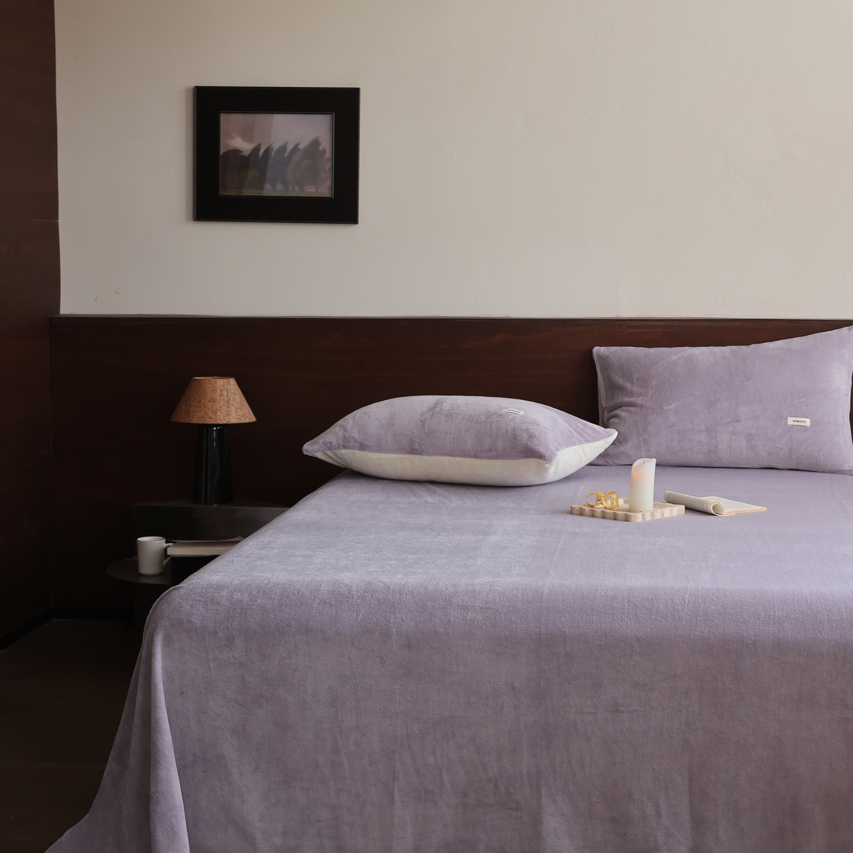 91家纺网 家纺一手货源 找家纺 （总）时光里 2025新款230克纯色简约双拼牛奶绒四件套单品床单