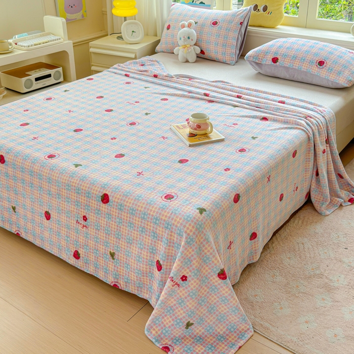 91家纺网 家纺一手货源 找家纺 澜妃 2025新款高克重软软糯糯牛奶绒单床单CD系列（小红书推荐） CD-草莓软心