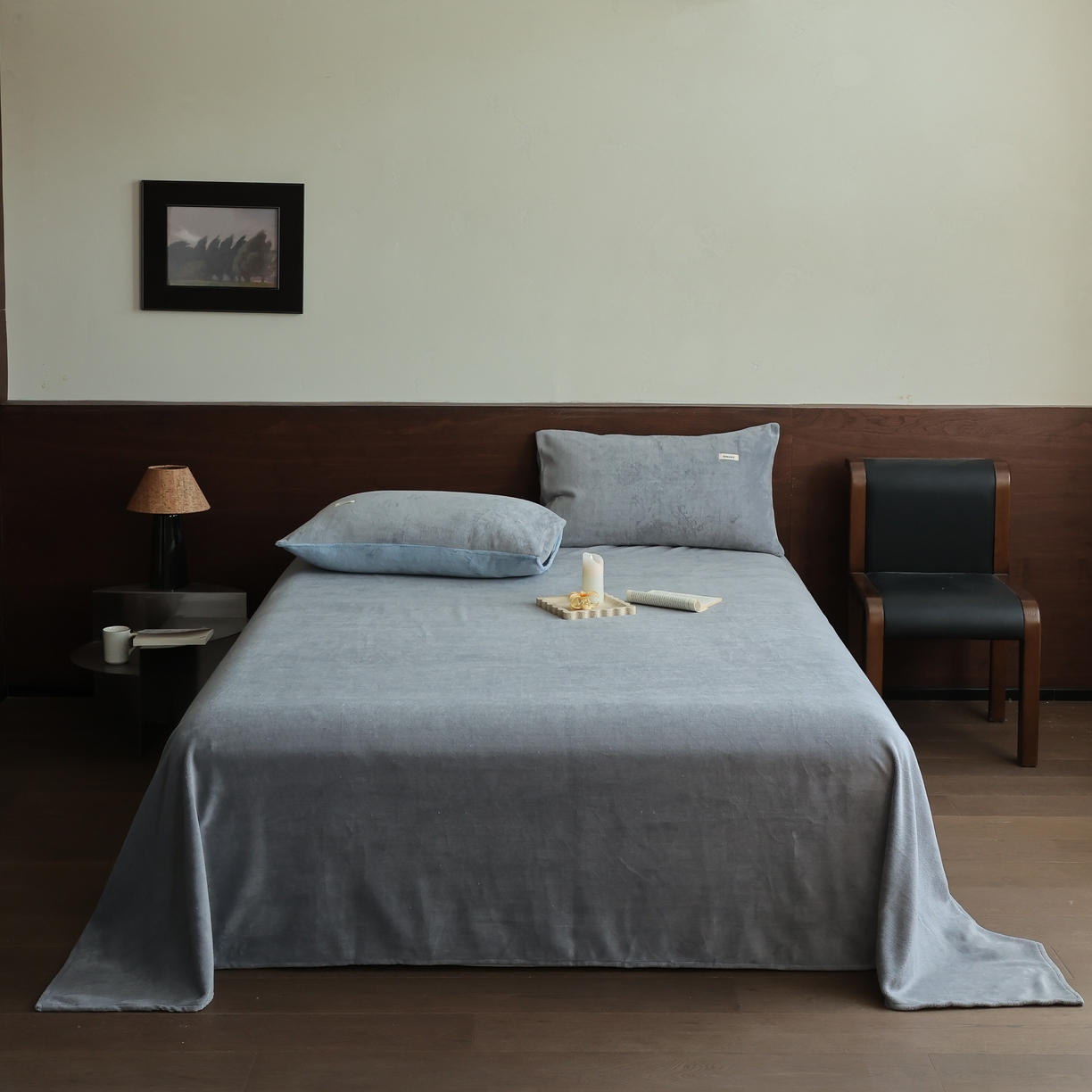 91家纺网 家纺一手货源 找家纺 （总）时光里 2025新款230克纯色简约双拼牛奶绒四件套单品床单