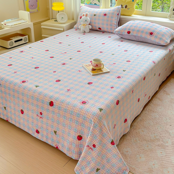 91家纺网 家纺一手货源 找家纺 澜妃 2025新款高克重软软糯糯牛奶绒单床单CD系列（小红书推荐） CD-草莓软心