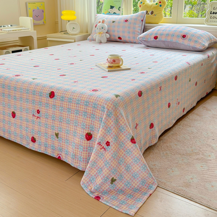 91家纺网 家纺一手货源 找家纺 澜妃 2025新款高克重软软糯糯牛奶绒单床单CD系列（小红书推荐） CD-草莓软心