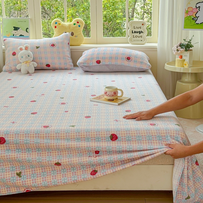 91家纺网 家纺一手货源 找家纺 澜妃 2025新款高克重软软糯糯牛奶绒单床单CD系列（小红书推荐） CD-草莓软心