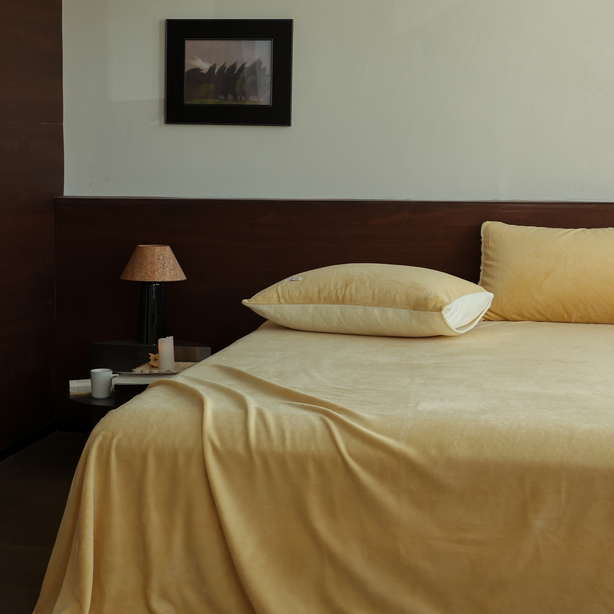 91家纺网 家纺一手货源 找家纺 （总）时光里 2025新款230克纯色简约双拼牛奶绒四件套单品床单