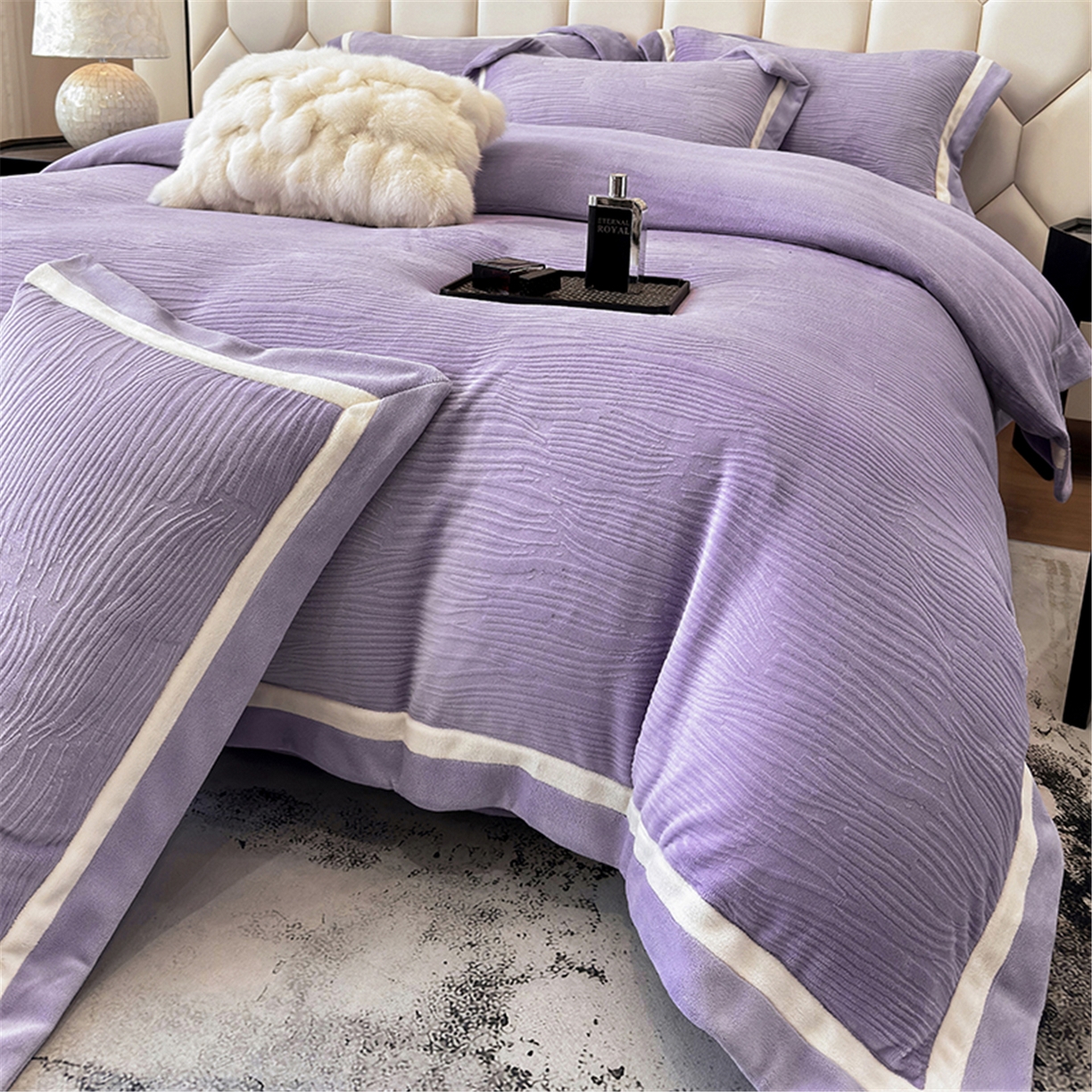 91家纺网 家纺一手货源 找家纺 （总）家居1号家纺 2025新款230克全消光瑞丽牛奶绒烂花四件套（控价标准258加大278 会员优惠10元）