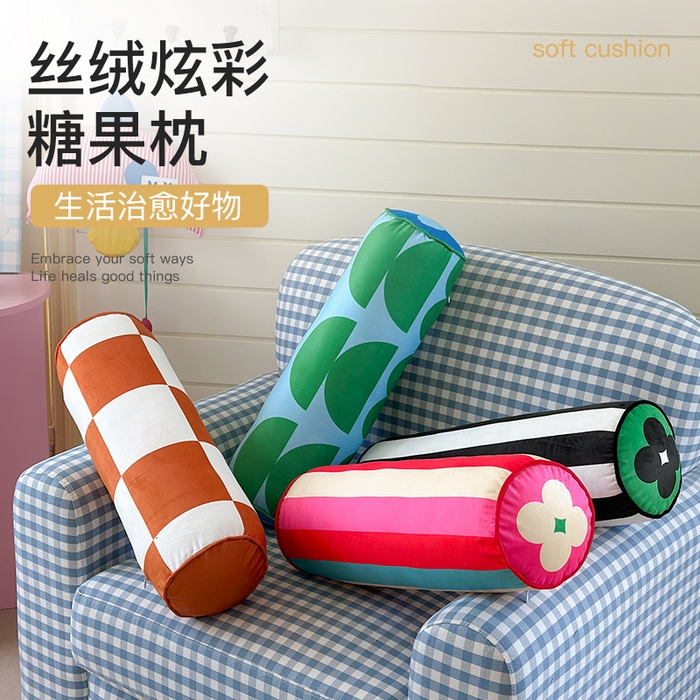 91家纺网 家纺一手货源 找家纺 （总）美茉家居日韩简约棉麻素色抱枕椰扣装饰纯色靠垫含芯可拆洗