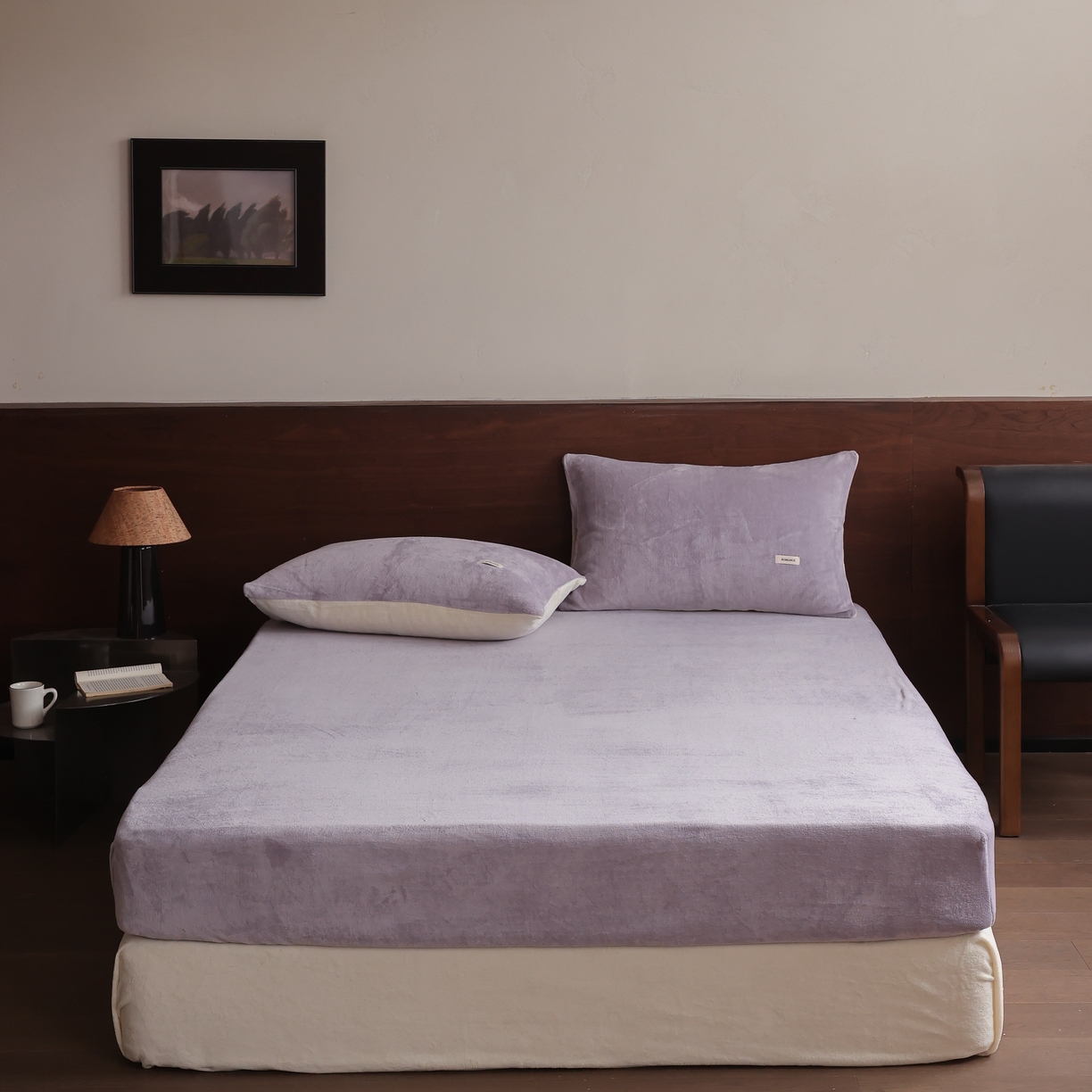 91家纺网 家纺一手货源 找家纺 （总）时光里 2025新款230克纯色简约双拼牛奶绒四件套单品床笠