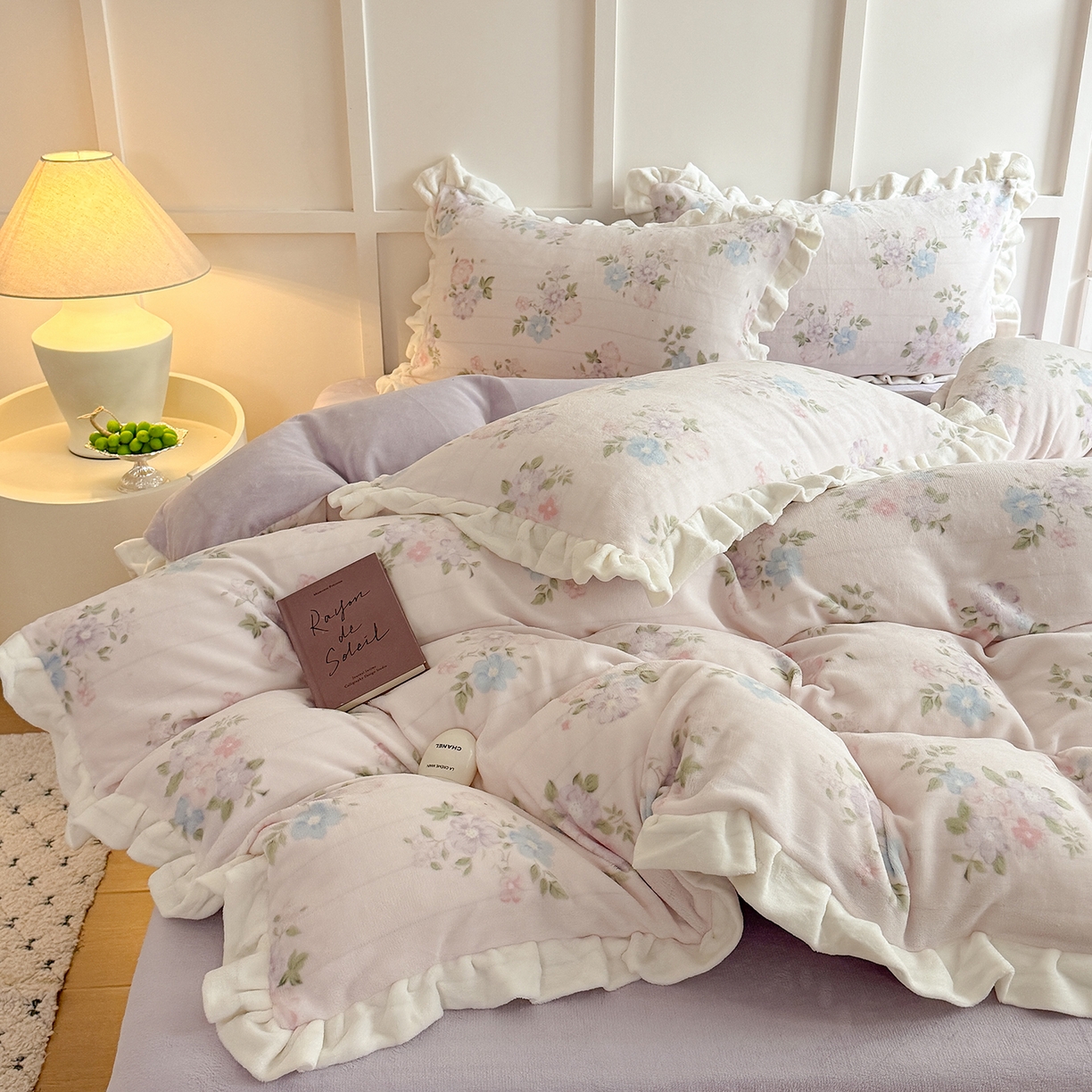 91家纺网 家纺一手货源 找家纺 （总）潘朵拉家纺 2025新款法式牛奶绒双层花边四件套