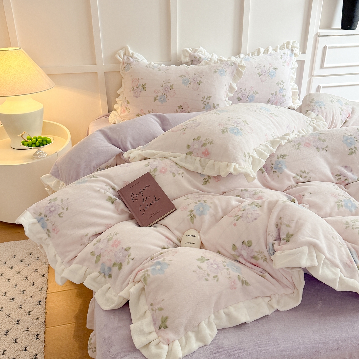 91家纺网 家纺一手货源 找家纺 （总）潘朵拉家纺 2025新款法式牛奶绒双层花边四件套