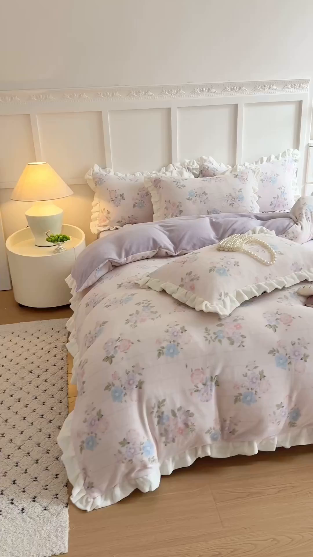 91家纺网 家纺一手货源 找家纺 （总）潘朵拉家纺 2025新款法式牛奶绒双层花边四件套