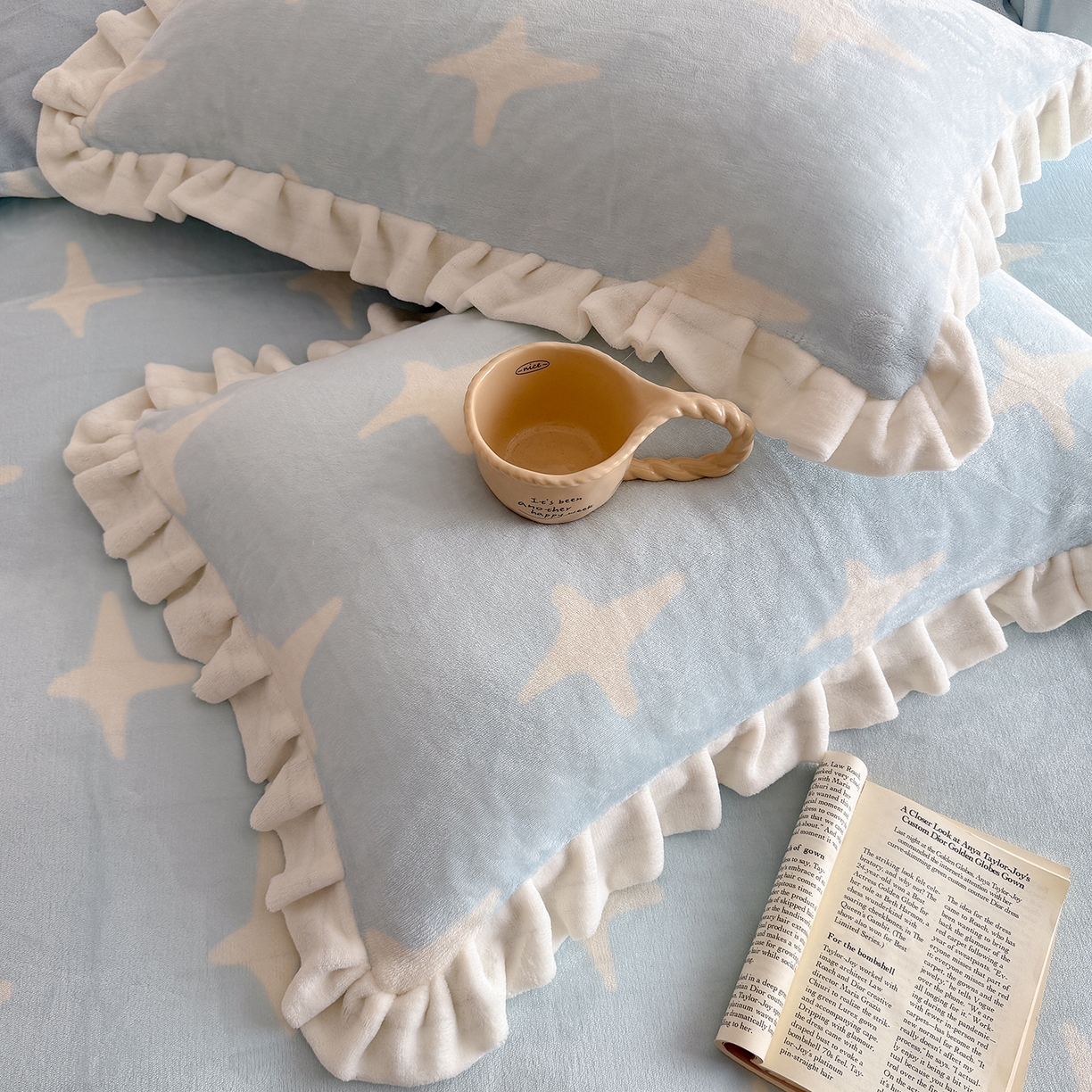 91家纺网 家纺一手货源 找家纺 潘朵拉家纺 2025新款法式牛奶绒双层花边四件套 星语