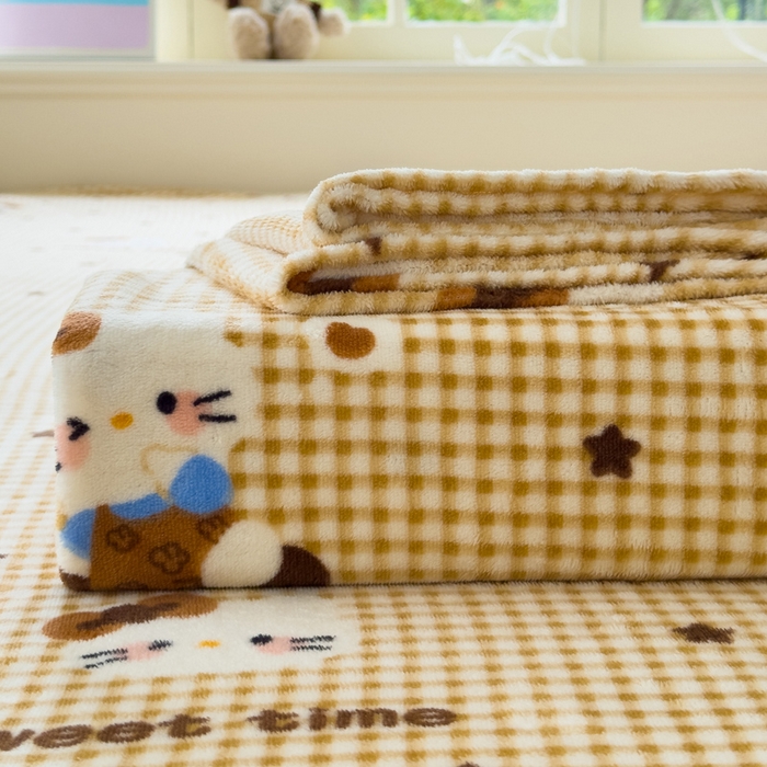 91家纺网 家纺一手货源 找家纺 澜妃 2025新款高克重软软糯糯牛奶绒单床单CD系列（小红书推荐） CD-可可猫星