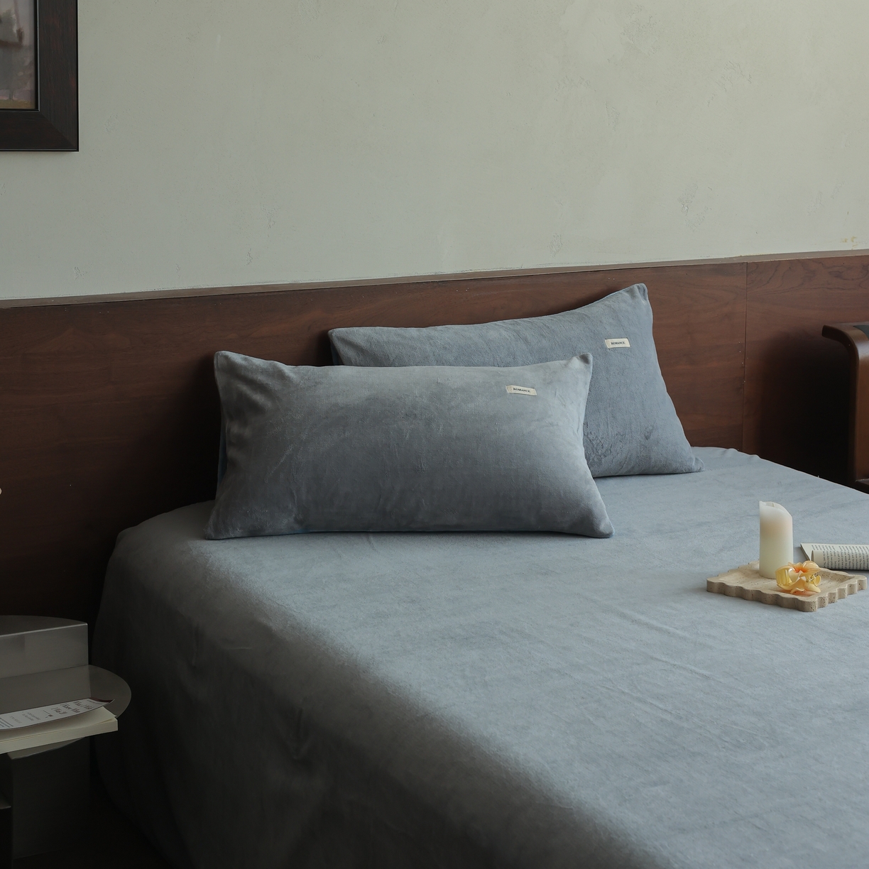 91家纺网 家纺一手货源 找家纺 （总）时光里 2025新款230克纯色简约双拼牛奶绒四件套单品枕套