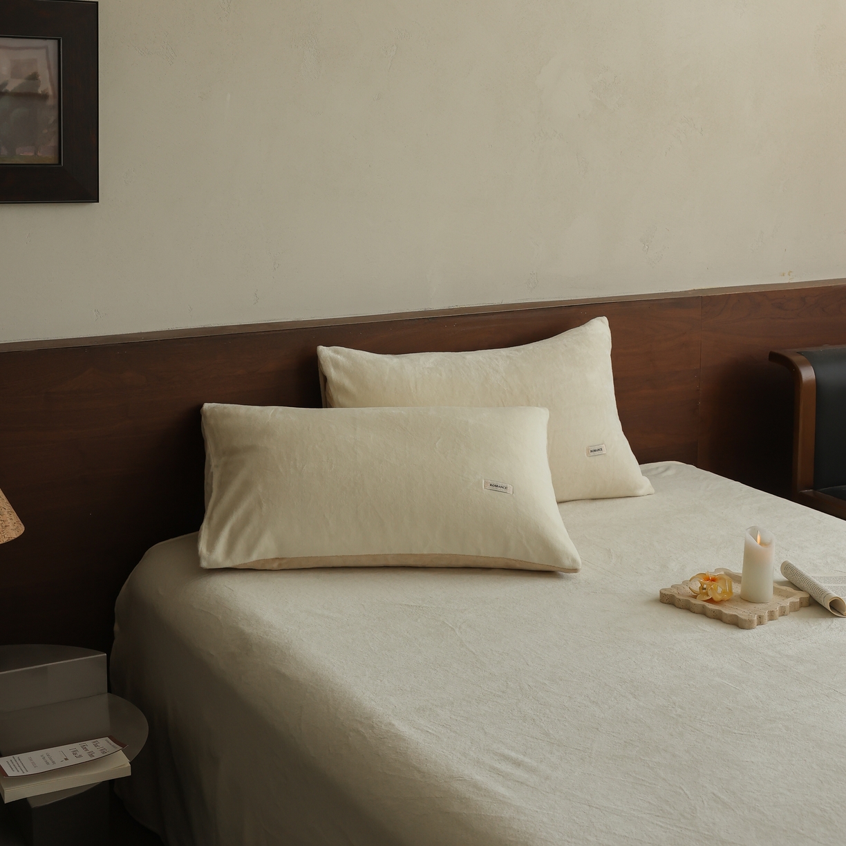 91家纺网 家纺一手货源 找家纺 （总）时光里 2025新款230克纯色简约双拼牛奶绒四件套单品枕套