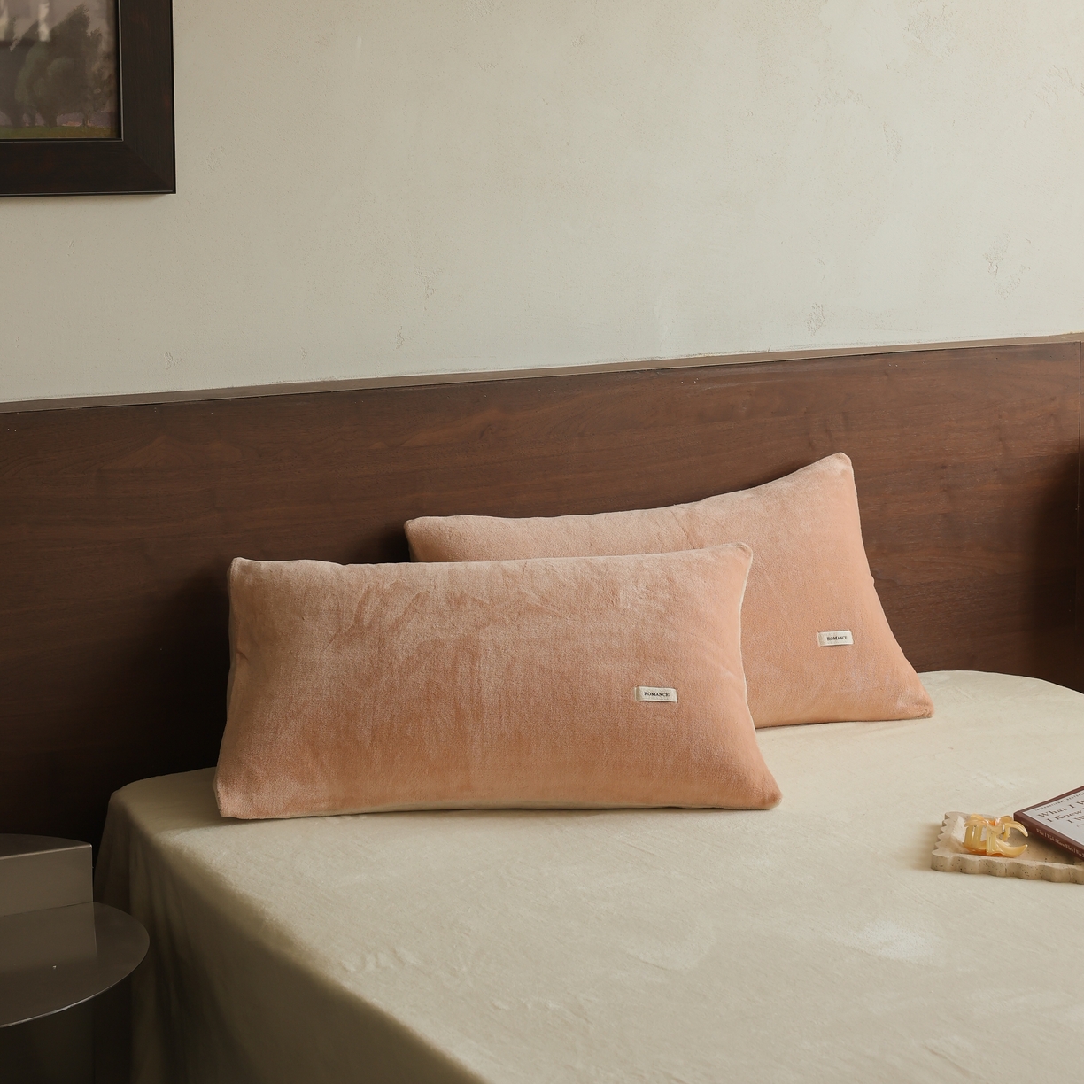 91家纺网 家纺一手货源 找家纺 （总）时光里 2025新款230克纯色简约双拼牛奶绒四件套单品枕套