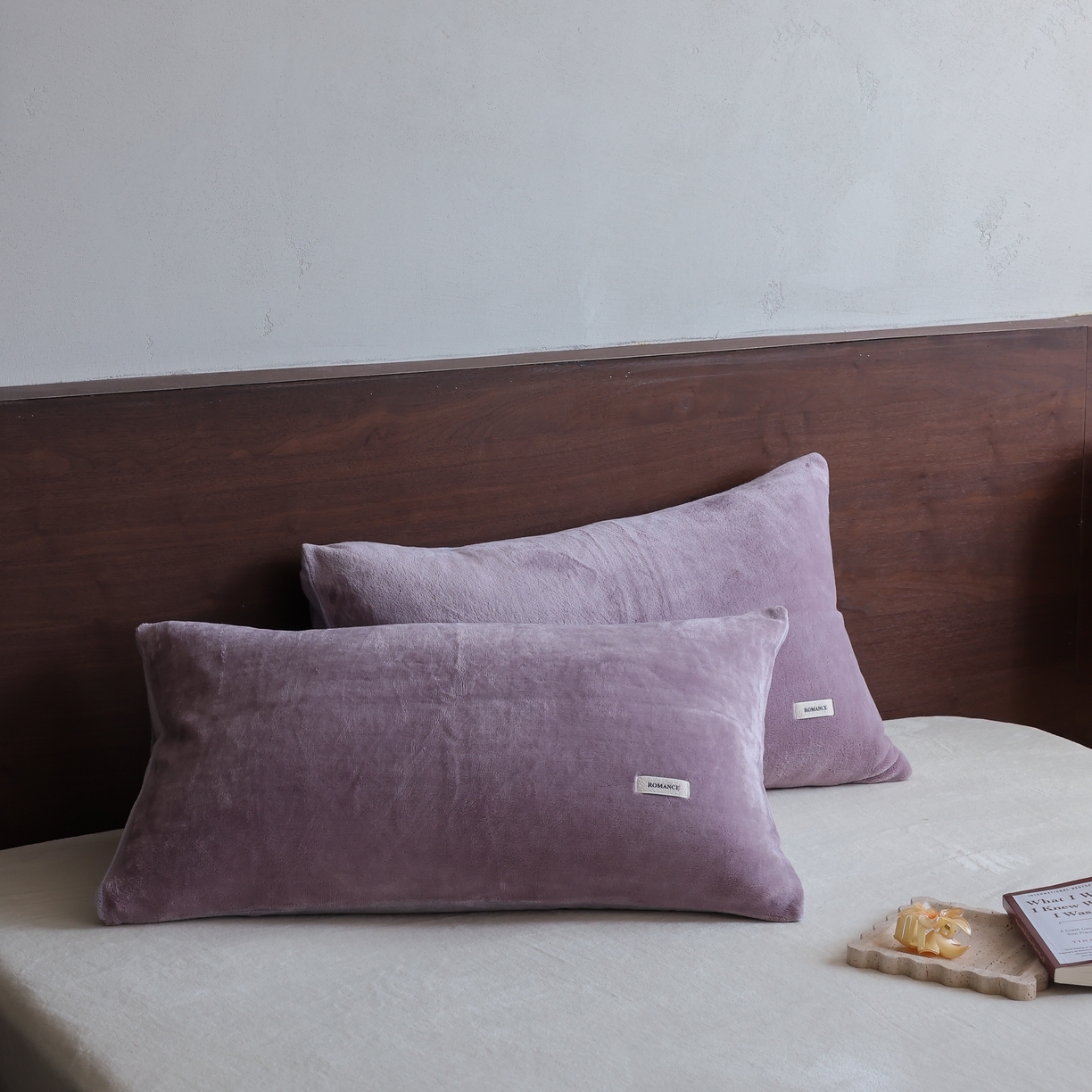 91家纺网 家纺一手货源 找家纺 （总）时光里 2025新款230克纯色简约双拼牛奶绒四件套单品枕套