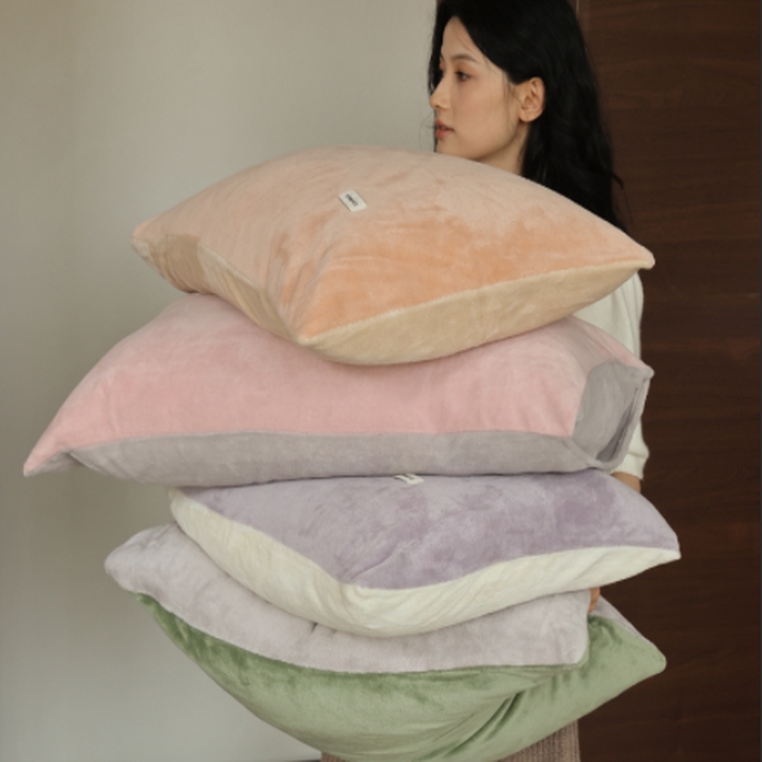 91家纺网 家纺一手货源 找家纺 （总）时光里 2025新款230克纯色简约双拼牛奶绒四件套单品枕套