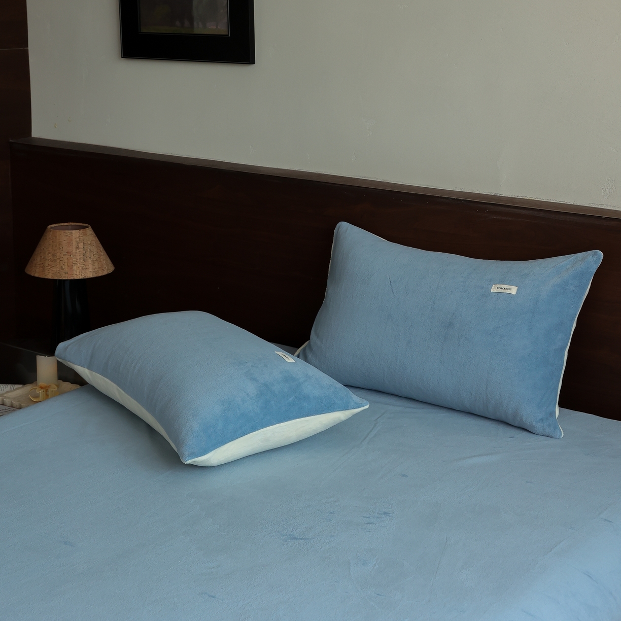 91家纺网 家纺一手货源 找家纺 （总）时光里 2025新款230克纯色简约双拼牛奶绒四件套单品枕套