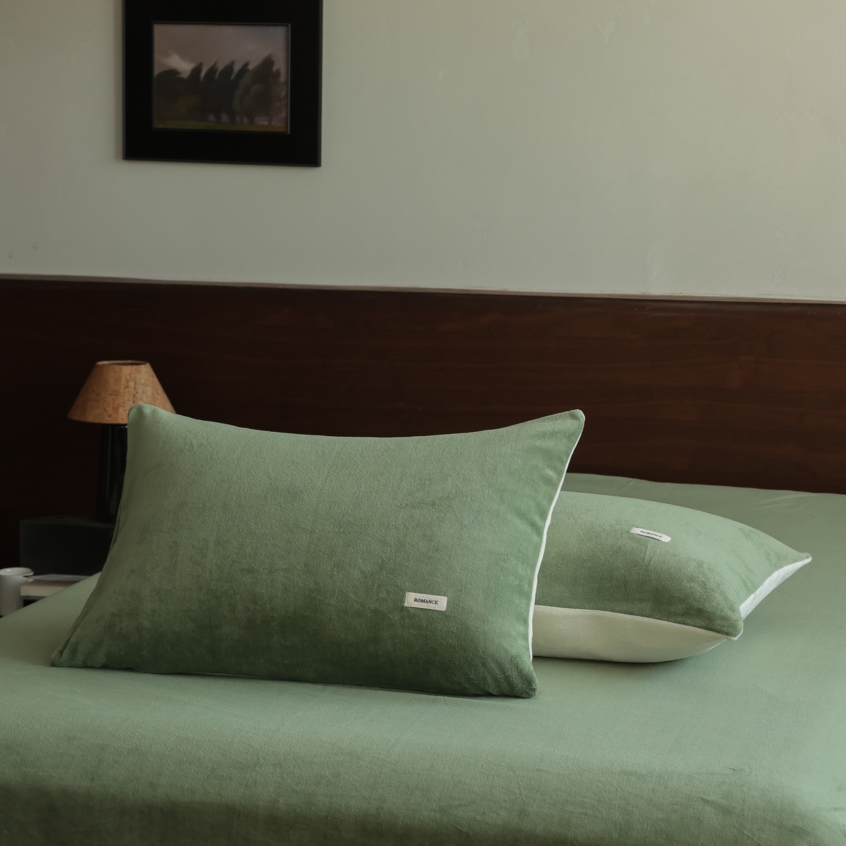 91家纺网 家纺一手货源 找家纺 （总）时光里 2025新款230克纯色简约双拼牛奶绒四件套单品枕套