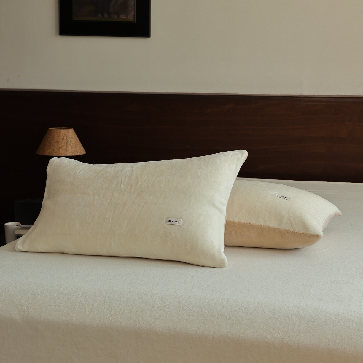 91家纺网 家纺一手货源 找家纺 （总）时光里 2025新款230克纯色简约双拼牛奶绒四件套单品枕套