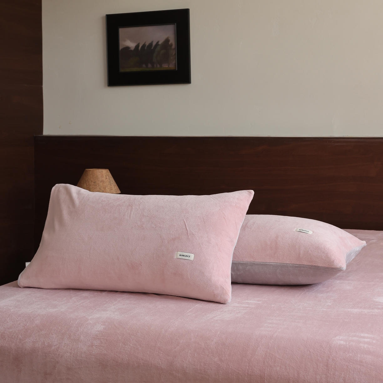 91家纺网 家纺一手货源 找家纺 （总）时光里 2025新款230克纯色简约双拼牛奶绒四件套单品枕套