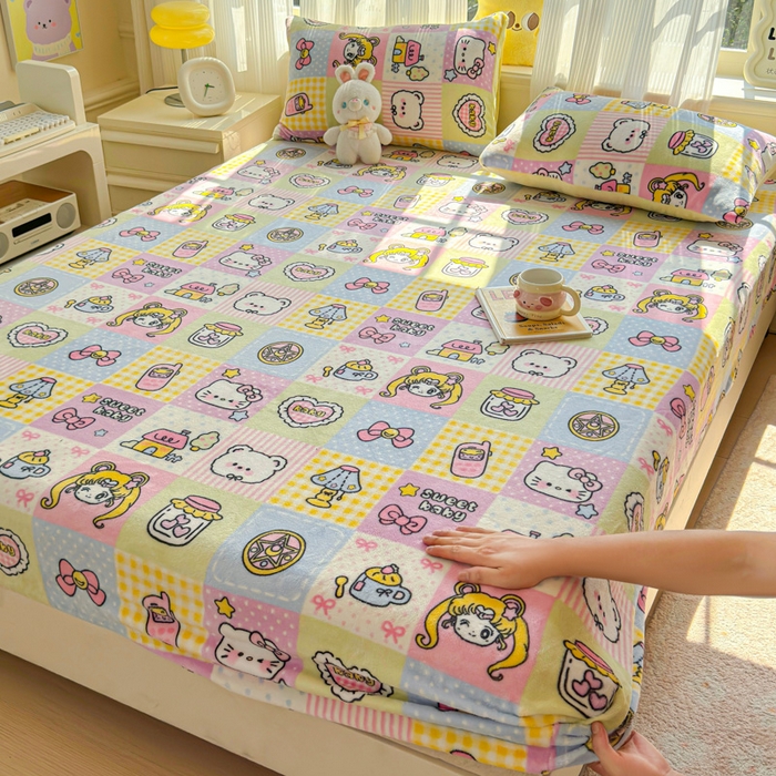 91家纺网 家纺一手货源 找家纺 澜妃 2025新款高克重软软糯糯牛奶绒单床笠CL系列（小红书推荐） CL-少女心