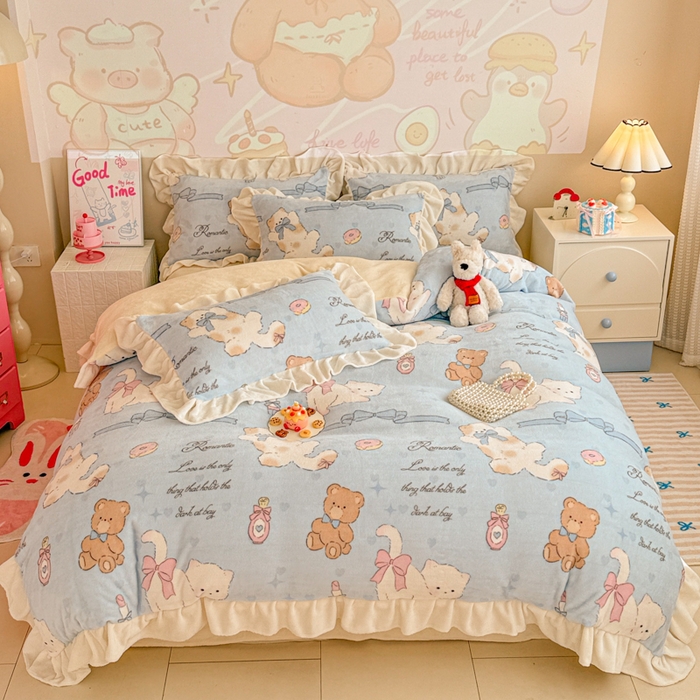 91家纺网 家纺一手货源 找家纺 （总）芯贝儿 2025新款提花针织水洗m双层纱床盖四件套