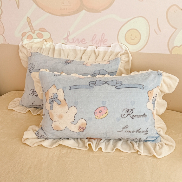 91家纺网 家纺一手货源 找家纺 （总）芯贝儿 2025款加厚小清新花边牛奶绒卡通四件套