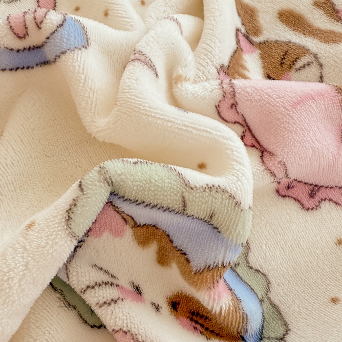 91家纺网 家纺一手货源 找家纺 芯贝儿 2025款加厚小清新花边牛奶绒卡通四件套 甜心猫咪