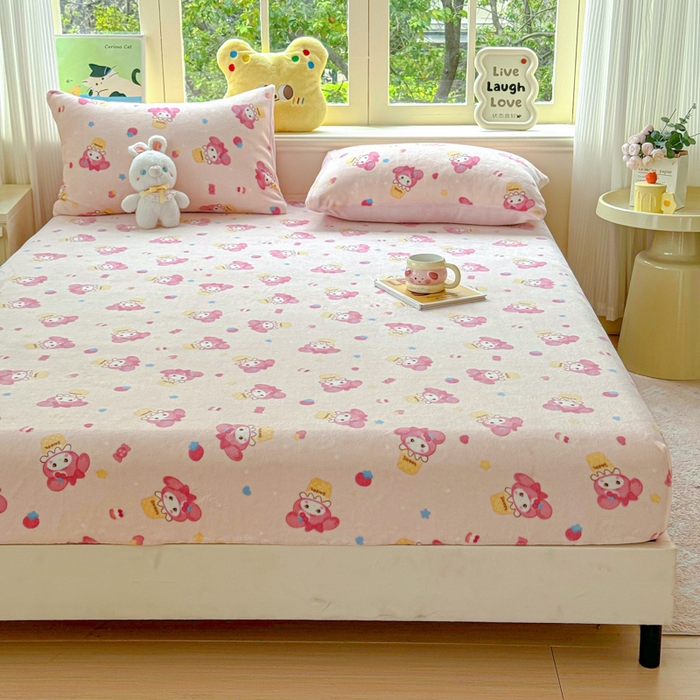 91家纺网 家纺一手货源 找家纺 澜妃 2025新款高克重软软糯糯牛奶绒单床笠CL系列（小红书推荐） CL-小美甜品屋