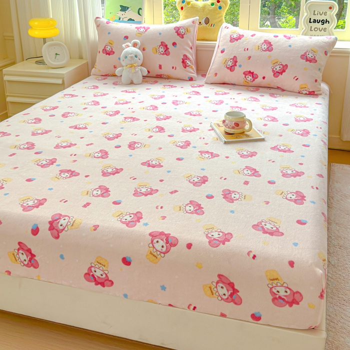 91家纺网 家纺一手货源 找家纺 澜妃 2025新款高克重软软糯糯牛奶绒单床笠CL系列（小红书推荐） CL-小美甜品屋