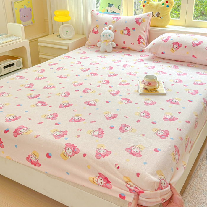 91家纺网 家纺一手货源 找家纺 澜妃 2025新款高克重软软糯糯牛奶绒单床笠CL系列（小红书推荐） CL-小美甜品屋