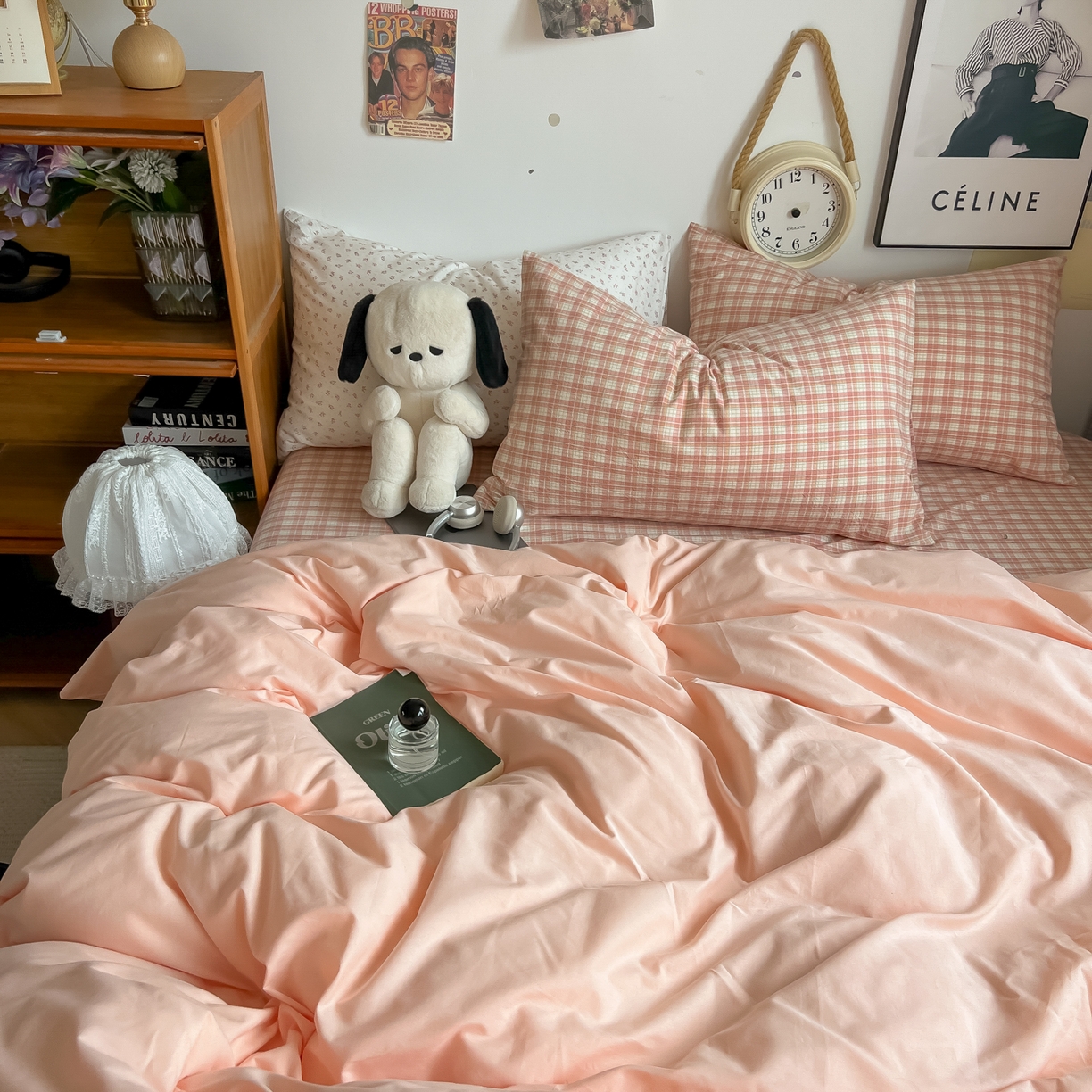 91家纺网 家纺一手货源 找家纺 对白 2025新款混搭全棉纯棉色织水洗棉四件套-西西里 西西里-黛粉（枕套黛粉）