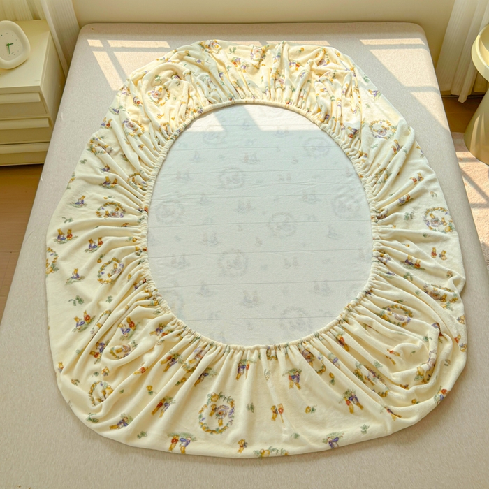 91家纺网 家纺一手货源 找家纺 澜妃 2025新款高克重软软糯糯牛奶绒单床笠CL系列（小红书推荐） CL-小兔幻境