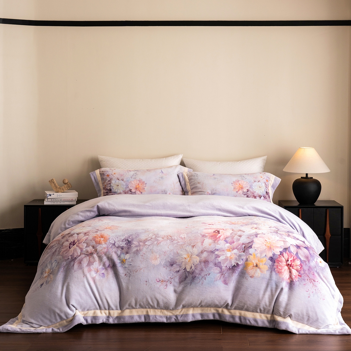 91家纺网 家纺一手货源 找家纺 （总）佳汐蓝家纺 2025新款全消光牛奶绒数码印花四件套-沁园春系列