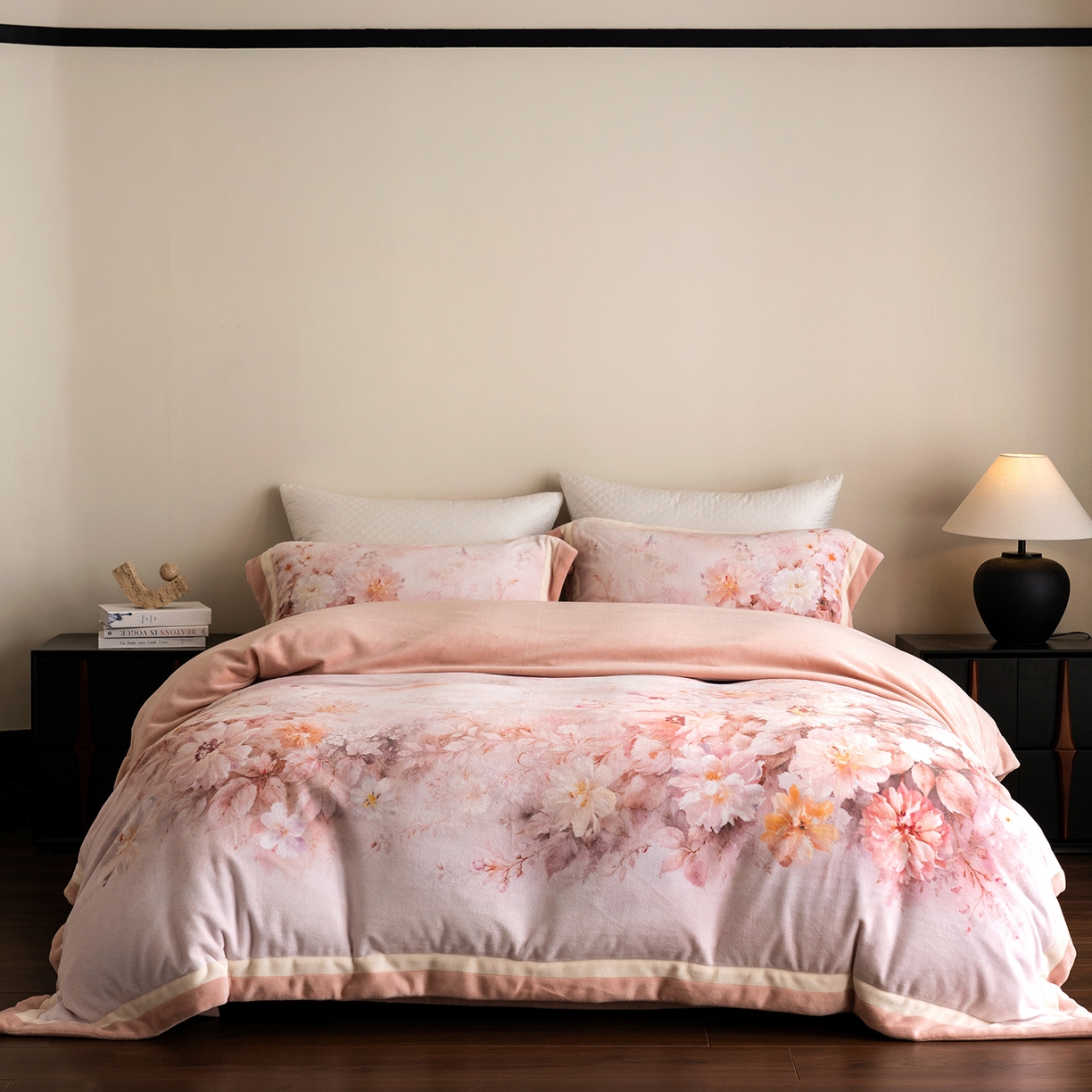 佳汐蓝家纺 2025新款全消光牛奶绒数码印花四件套-沁园春系列 沁园春-红