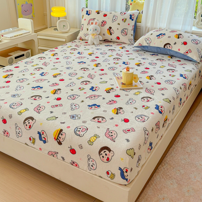 91家纺网 家纺一手货源 找家纺 澜妃 2025新款高克重软软糯糯牛奶绒单床笠CL系列（小红书推荐） CL-小小新