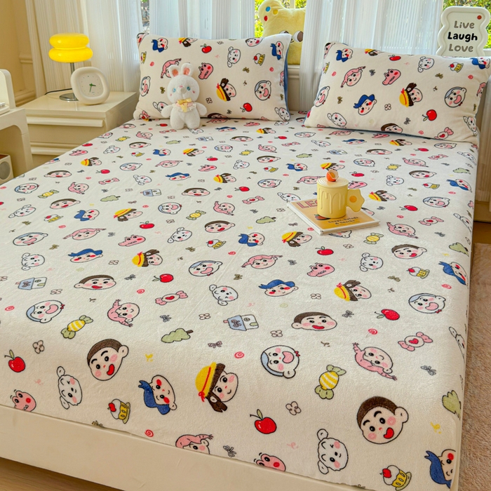 91家纺网 家纺一手货源 找家纺 澜妃 2025新款高克重软软糯糯牛奶绒单床笠CL系列（小红书推荐） CL-小小新